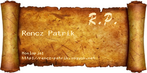 Rencz Patrik névjegykártya