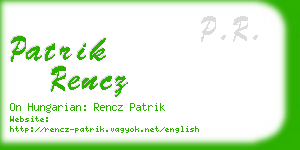 patrik rencz business card